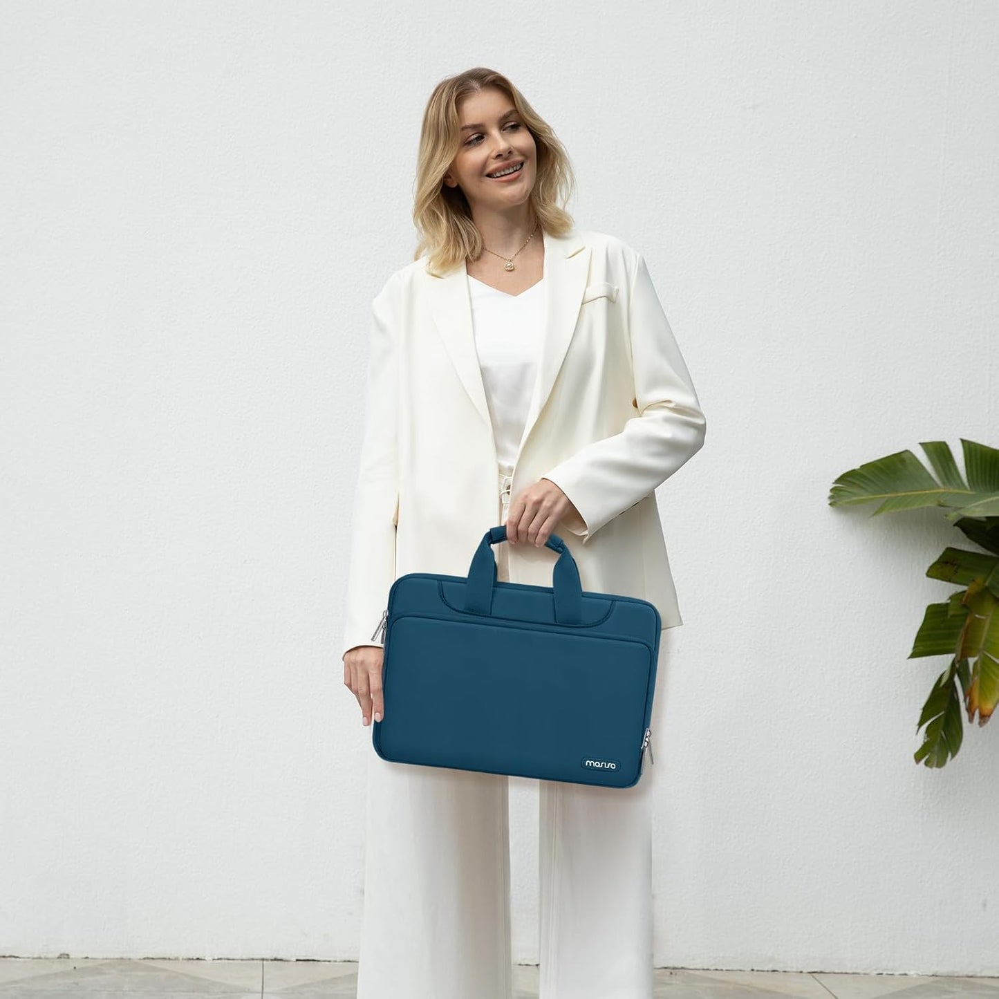 360 Protective Laptop Shoulder Bag Compatible with Macbook Air 15 M4 A3241 M3 A3114 M2 A2941/Pro 16 Inch M4 M3 M2 M1, 15-15.6 Inch Notebook,Matching Color Sleeve with Belt, Teal Green