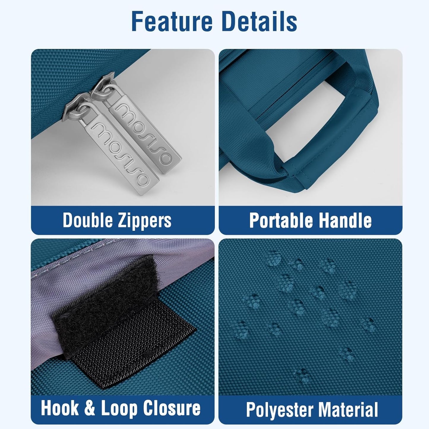 360 Protective Laptop Shoulder Bag Compatible with Macbook Air 15 M4 A3241 M3 A3114 M2 A2941/Pro 16 Inch M4 M3 M2 M1, 15-15.6 Inch Notebook,Matching Color Sleeve with Belt, Teal Green