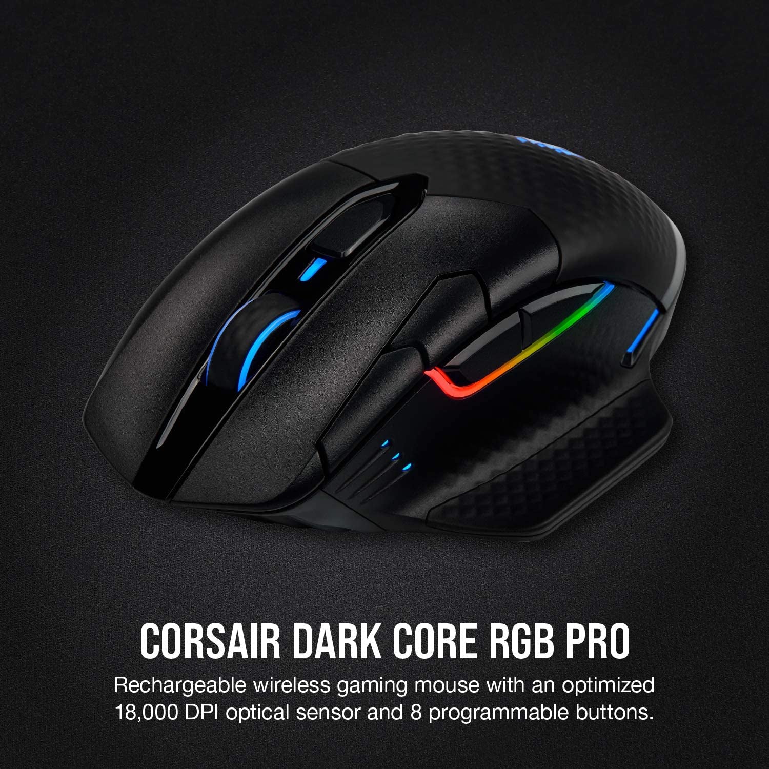 Dark CORE RGB PRO Wireless/Wired FPS MOBA Gaming Mouse – 18,000 DPI, Fast Response Time, 8 Programmable Side Buttons, Dynamic Multi-Color Backlighting – Black