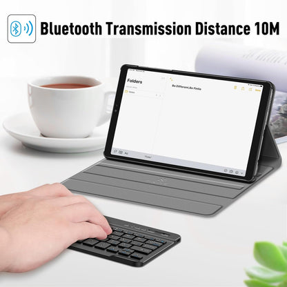 Keyboard Case for Samsung Galaxy Tab A7 Lite 8.7 Inch 2021 Model (SM-T220/T225/T227), Slim Lightweight Stand Cover with Magnetically Detachable Wireless Bluetooth Keyboard, Black